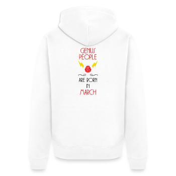les génies naissent en Mars - Cadeau de Naissance - Veste à capuche bio Premium Unisexe - blanc - Dos - Thijin (182cm)