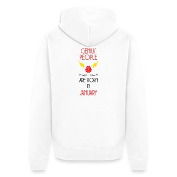 Dschinnen werden im Januar geboren – Geburt - Unisex Premium Bio Zip Hoodie - Weiß - Hinten - Thijin (182cm)