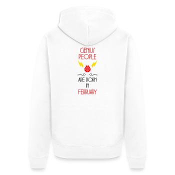 les génies naissent en Février - Anniversaire - Veste à capuche bio Premium Unisexe - blanc - Dos - Thijin (182cm)