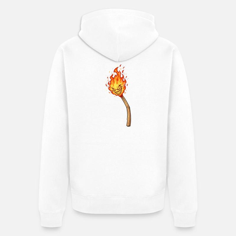 Lodernder Flammenkobold - Unisex Premium Bio Zip Hoodie - Weiß