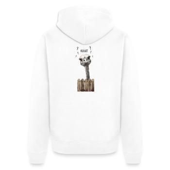WHAT? – Lustiger verwirrter Vogelstrauß - Unisex Premium Bio Zip Hoodie - Weiß - Hinten - Thijin (182cm)