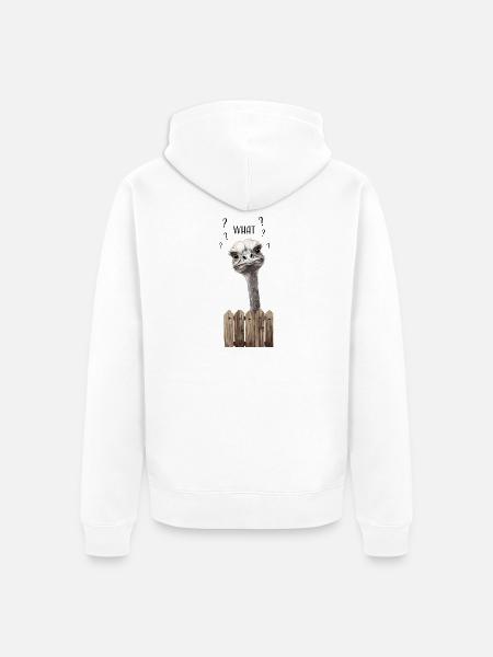 WHAT? – Lustiger verwirrter Vogelstrauß - Unisex Premium Bio Zip Hoodie - Weiß