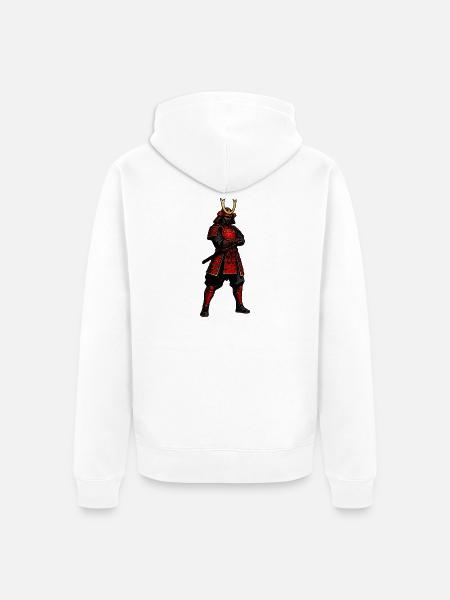 Roter Samurai Krieger - Unisex Premium Bio Zip Hoodie - Weiß