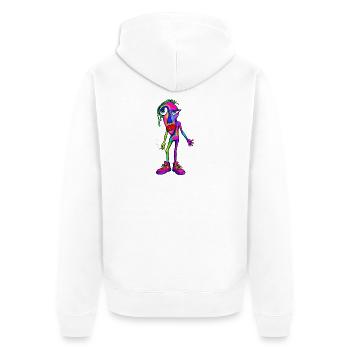 Streetwear à figures abstraites néon - Veste à capuche bio Premium Unisexe - blanc - Dos - Thijin (182cm)
