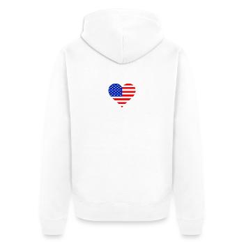 Heart US Flag - Unisex Premium Organic Zip Hoodie - white - Back - Thijin (182cm)
