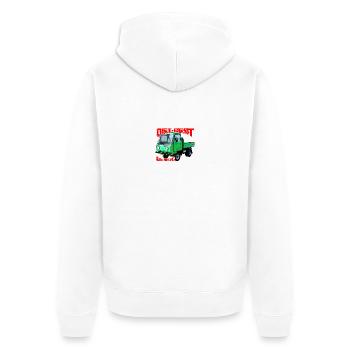 Multicar M25 bunt - Unisex Premium Bio Zip Hoodie - Weiß - Hinten - Thijin (182cm)