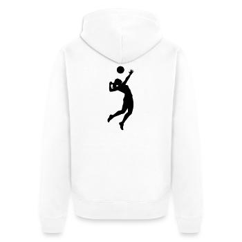 Volleyballerin Silhouette Volleyball - Unisex Premium Bio Zip Hoodie - Weiß - Hinten - Thijin (182cm)