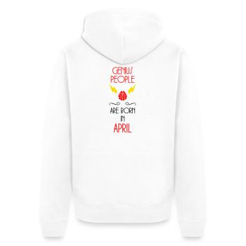 Dschinnen werden im April geboren – Jubiläum - Unisex Premium Bio Zip Hoodie - Weiß - Hinten - Thijin (182cm)