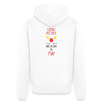 les génies naissent en Mai - Cadeau de Naissance - Veste à capuche bio Premium Unisexe - blanc - Dos - Thijin (182cm)