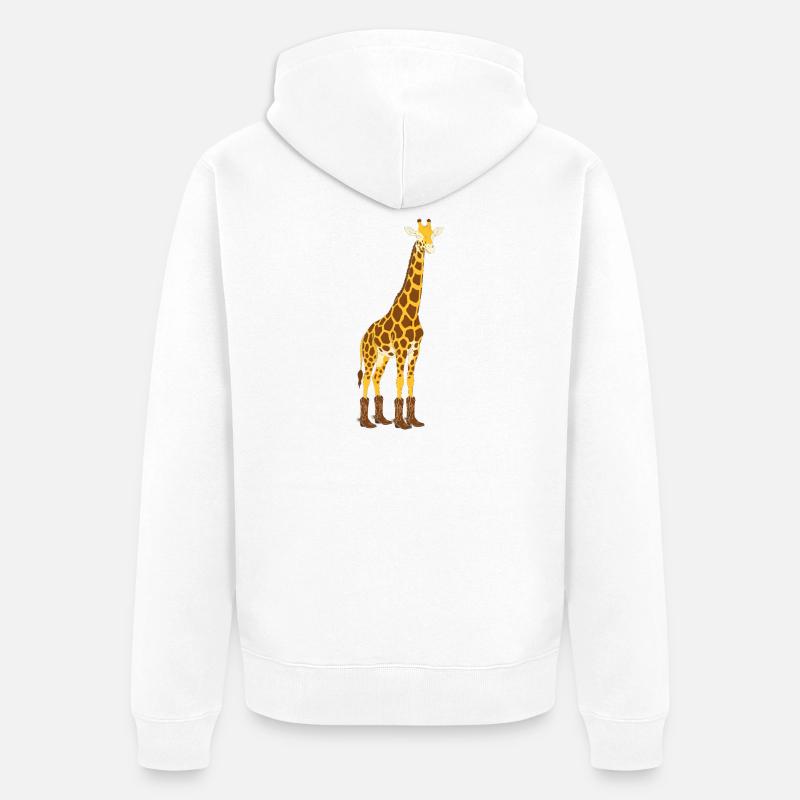 Girafe avec une déclaration de botte - Veste à capuche bio Premium Unisexe - blanc