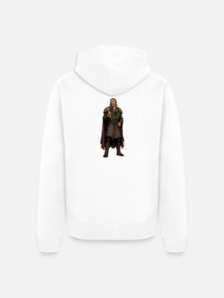 Viking-Krieger mit Kelch und Pelz - Unisex Premium Bio Zip Hoodie - Weiß