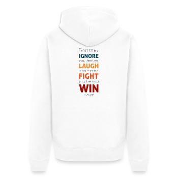 Dann gewinnst du - Unisex Premium Bio Zip Hoodie - Weiß - Hinten - Thijin (182cm)