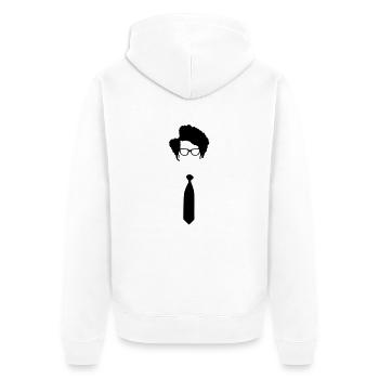 Moss Geek Style - Unisex Premium Bio Zip Hoodie - Weiß - Hinten - Thijin (182cm)