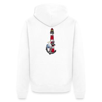 Leuchtturm Strandvogel Grafik Anker - Unisex Premium Bio Zip Hoodie - Weiß - Hinten - Thijin (182cm)