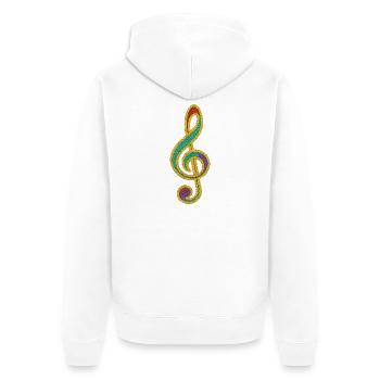 Conception de clé de sol scintillante colorée - Veste à capuche bio Premium Unisexe - blanc - Dos - Thijin (182cm)