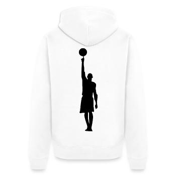 Basketball Silhouette Premium Sweatshirt - Unisex Premium Bio Zip Hoodie - Weiß - Hinten - Thijin (182cm)