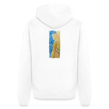 Engel des Universums - Sonja von Staden - Unisex Premium Bio Zip Hoodie - Weiß - Hinten - Thijin (182cm)