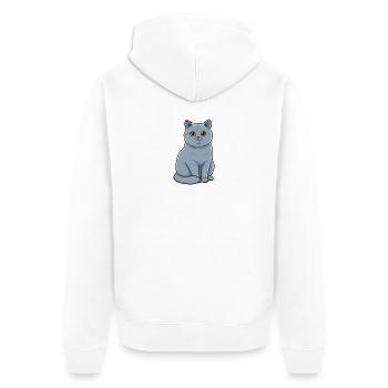 Britisch Kurzhaar Katze Haustier - Unisex Premium Bio Zip Hoodie - Weiß - Hinten - Thijin (182cm)