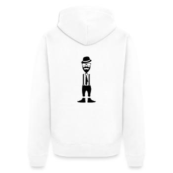Hipster - Unisex Premium Bio Zip Hoodie - Weiß - Hinten - Thijin (182cm)