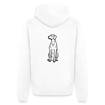 vizsla - www.dog-power.nl - Unisex Premium Bio Zip Hoodie - Weiß - Hinten - Thijin (182cm)