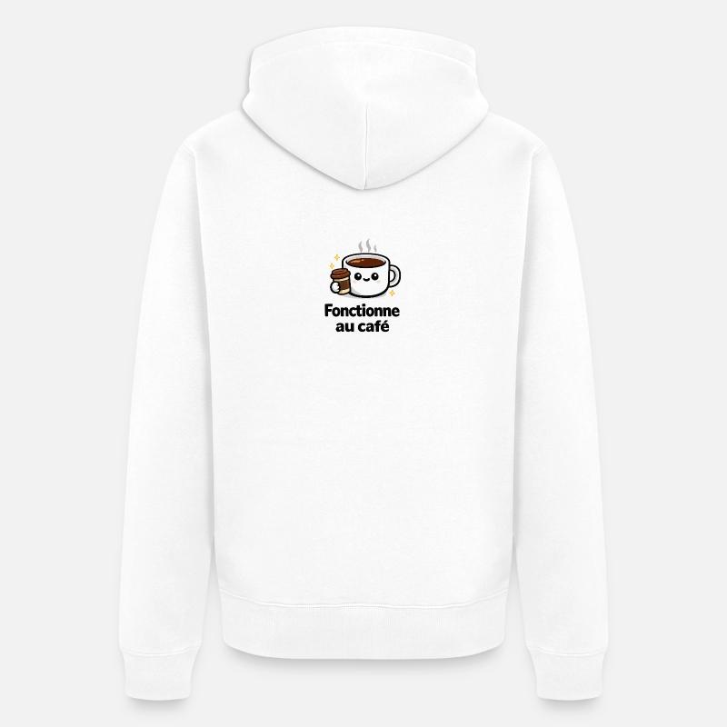 Fonctionne au café kawaii mug - Veste à capuche bio Premium Unisexe - blanc