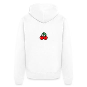 Kirsche in Pixel Art Süßes Früchtchen - Unisex Premium Bio Zip Hoodie - Weiß - Hinten - Thijin (182cm)