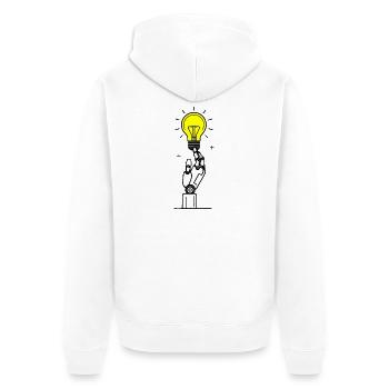 Robot Hand with Yellow Light Bulb Inspiration - Unisex Premium Organic Zip Hoodie - white - Back - Thijin (182cm)