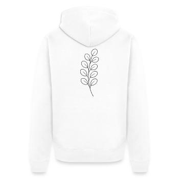 Line Branch Leaf Design - Unisex Premium Organic Zip Hoodie - white - Back - Thijin (182cm)