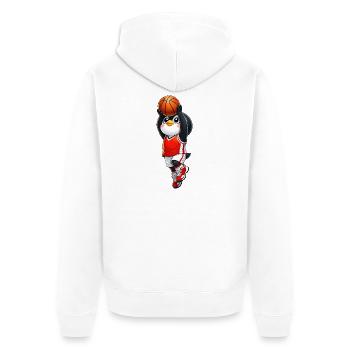Cute Penguin Basketball Player Cartoon Sportsman - Unisex Premium Organic Zip Hoodie - white - Back - Thijin (182cm)