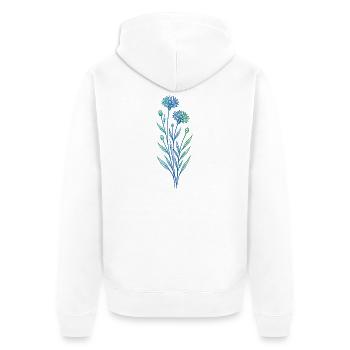 Kornblume Linienkunst Blau Minimalistisches Design - Unisex Premium Bio Zip Hoodie - Weiß - Hinten - Thijin (182cm)
