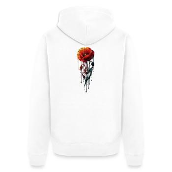 Coquelicot aux couleurs colorées et dégoulinantes - Veste à capuche bio Premium Unisexe - blanc - Dos - Thijin (182cm)