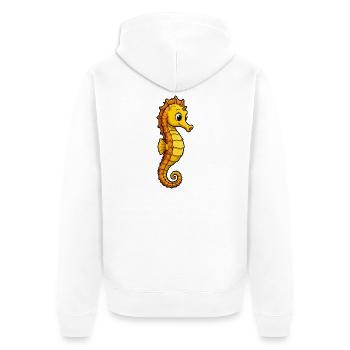 Gelbes Cartoonseepferdchen - Unisex Premium Bio Zip Hoodie - Weiß - Hinten - Thijin (182cm)