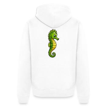 Happy Seahorse Portrait - Unisex Premium Organic Zip Hoodie - white - Back - Thijin (182cm)
