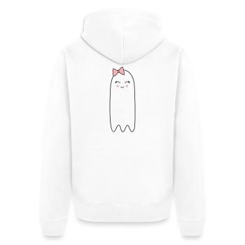 Geist mit rosa Schleife – Süßes Halloween Design - Unisex Premium Bio Zip Hoodie - Weiß - Hinten - Thijin (182cm)