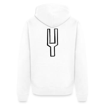 Stimmgabel handgezeichnet - Unisex Premium Bio Zip Hoodie - Weiß - Hinten - Thijin (182cm)