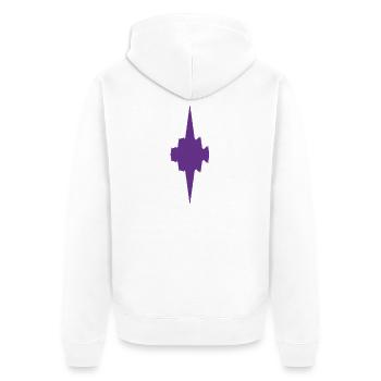 Violett Gothic Kreuzstern - Unisex Premium Bio Zip Hoodie - Weiß - Hinten - Thijin (182cm)