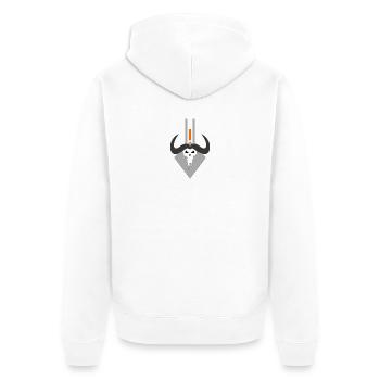 Dämonischer Totenkopf im Schild - Unisex Premium Bio Zip Hoodie - Weiß - Hinten - Thijin (182cm)