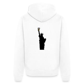 statue de la liberté avec un verre de bière - Veste à capuche bio Premium Unisexe - blanc - Dos - Thijin (182cm)