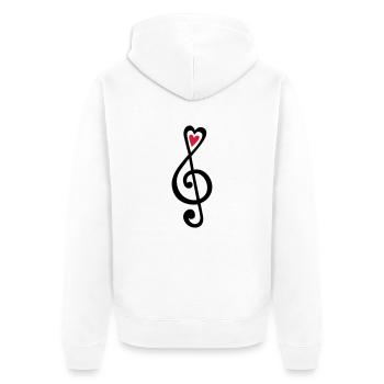 Musique, notes, coeur, classique, clef sol, Choir, - Veste à capuche bio Premium Unisexe - blanc - Dos - Thijin (182cm)