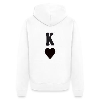 König Herz - Unisex Premium Bio Zip Hoodie - Weiß - Hinten - Thijin (182cm)