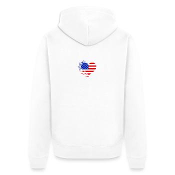Heart US Flag - Unisex Premium Organic Zip Hoodie - white - Back - Thijin (182cm)