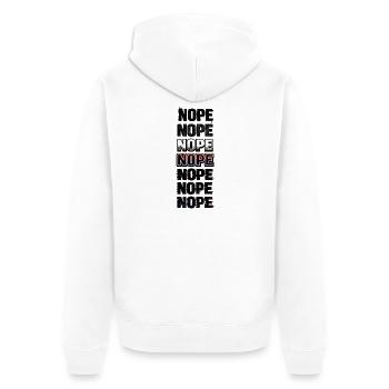 Nein, Neon-Glitch-Textstack - Unisex Premium Bio Zip Hoodie - Weiß - Hinten - Thijin (182cm)