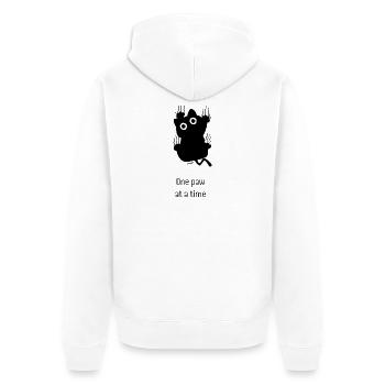 One Paw at a Time – Lustige schwarze Katze - Unisex Premium Bio Zip Hoodie - Weiß - Hinten - Thijin (182cm)