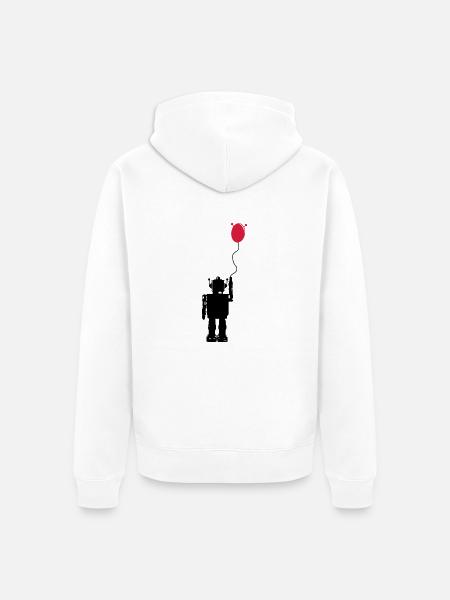 Roboterluftballon Hinten - Unisex Premium Bio Zip Hoodie - Weiß