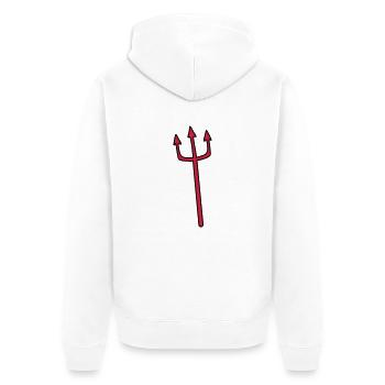 Teufel Dreizack Waffe Stechen - Unisex Premium Bio Zip Hoodie - Weiß - Hinten - Thijin (182cm)