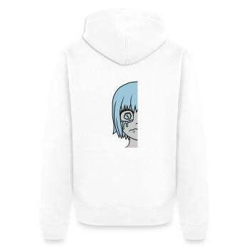 Visage de fille à moitié triste - Veste à capuche bio Premium Unisexe - blanc - Dos - Thijin (182cm)