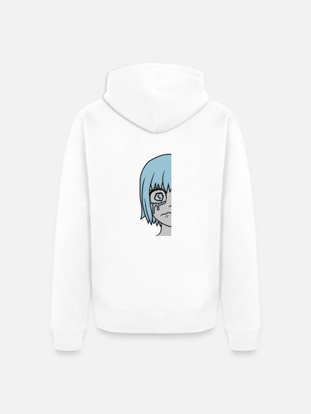 Half sad girl face - Unisex Premium Organic Zip Hoodie - white