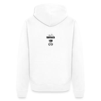 Motorrad Gemisch 1.50 Bier - Unisex Premium Bio Zip Hoodie - Weiß - Hinten - Thijin (182cm)