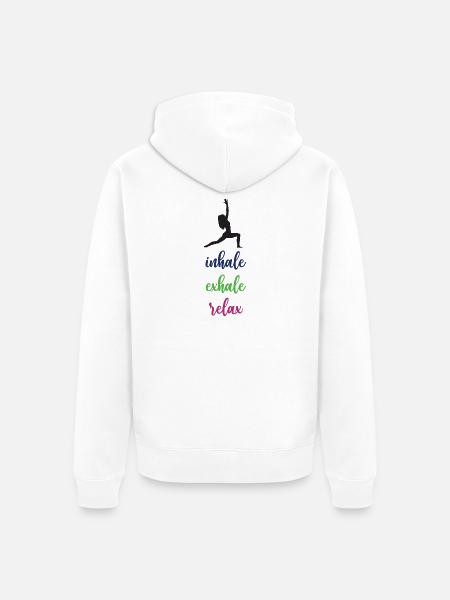Yoga - Einatmen. Ausatmen. Entspannen. - Unisex Premium Bio Zip Hoodie - Weiß