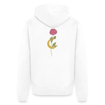 Croissant floral élégant - Veste à capuche bio Premium Unisexe - blanc - Dos - Thijin (182cm)